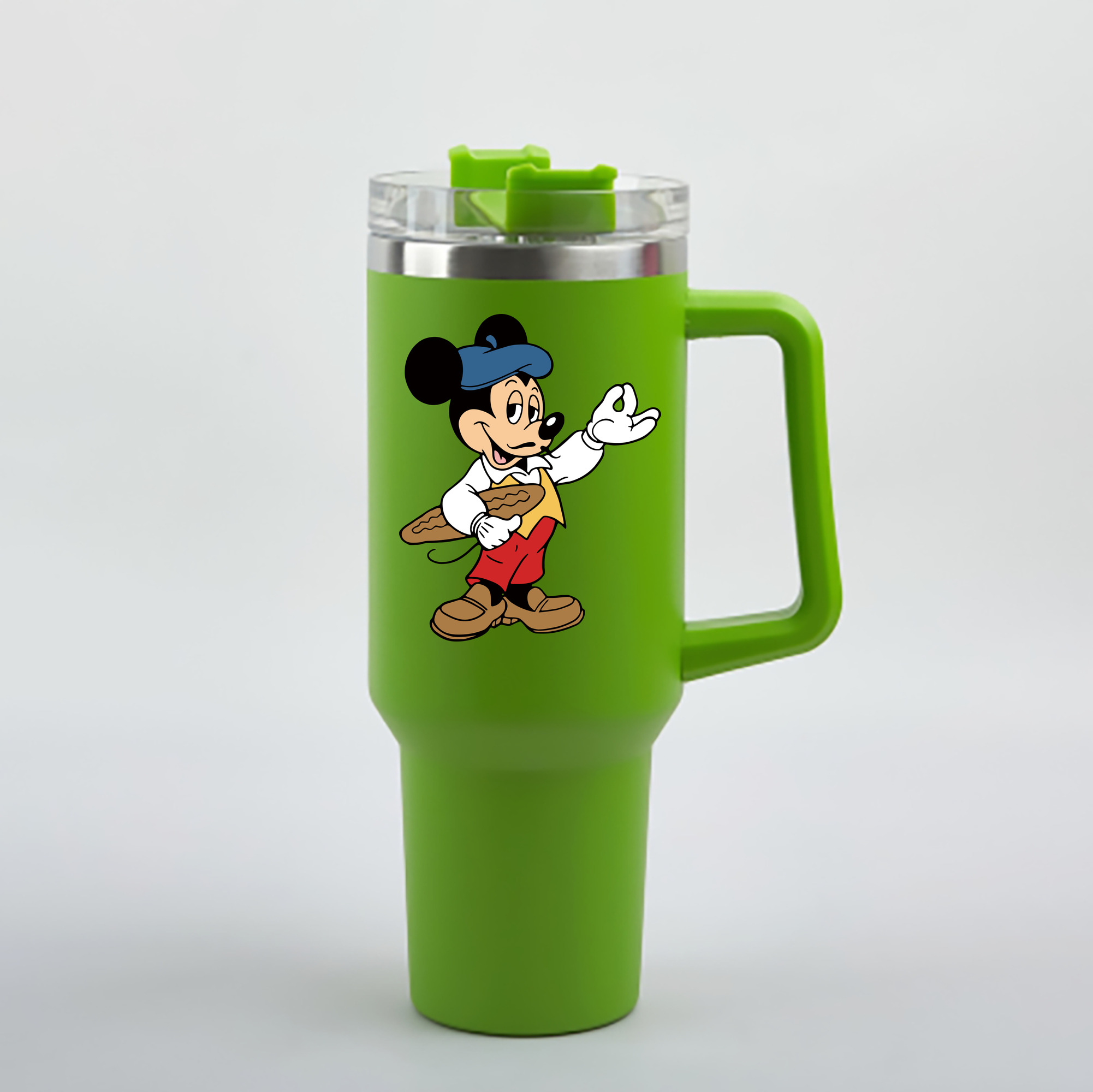 （画像用） ミッキーマウス Mickey Mouse 1200mL車用タンブラー - クリスタルステッカー（プラスチックストロー付き）